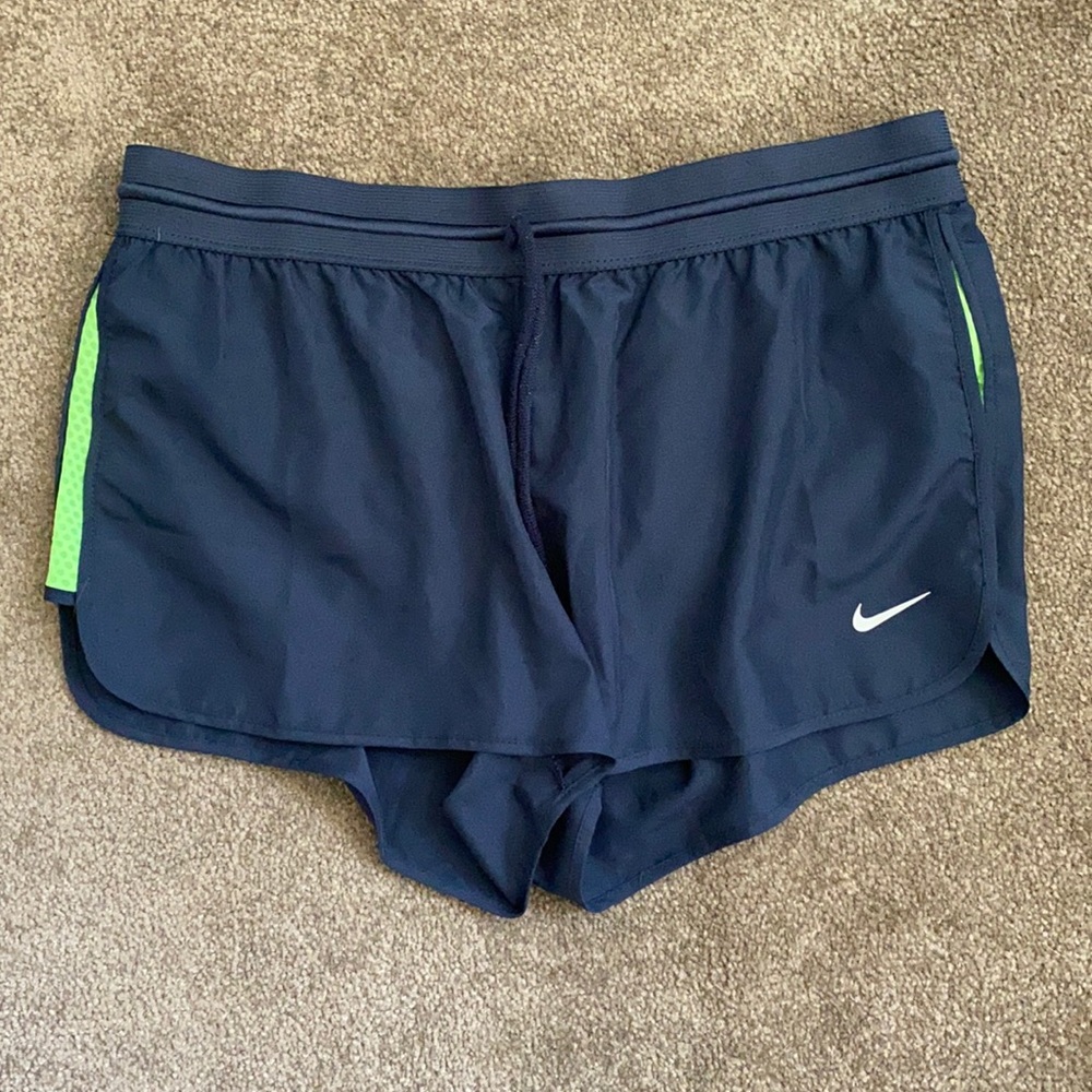 Blue and Neon Green Nike Running Shorts